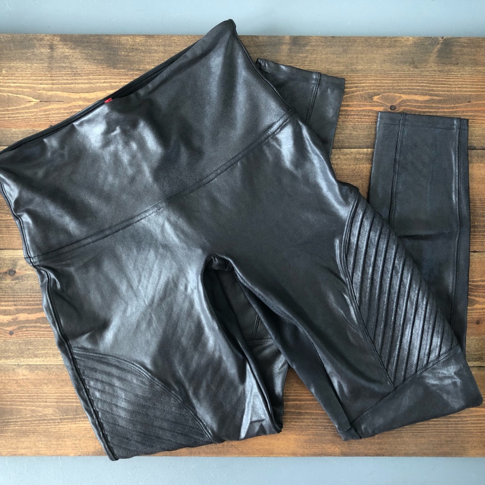 Spanx Faux Leather Moto Leggings, XL
